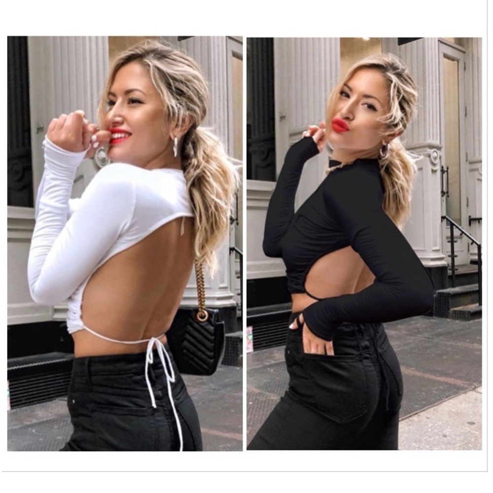 2 x 1 NWOT Long Sleeve Sexy Backless Solid croptop